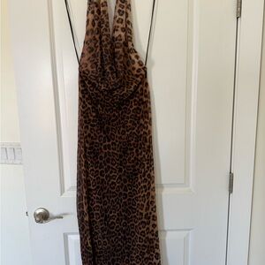 Zara Leopard Print Backless Dress - Brown